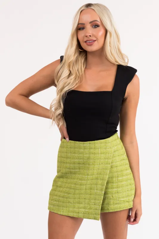 Flying Tomato Lime Woven Tweed Mini Skort sold by Lime Lush
