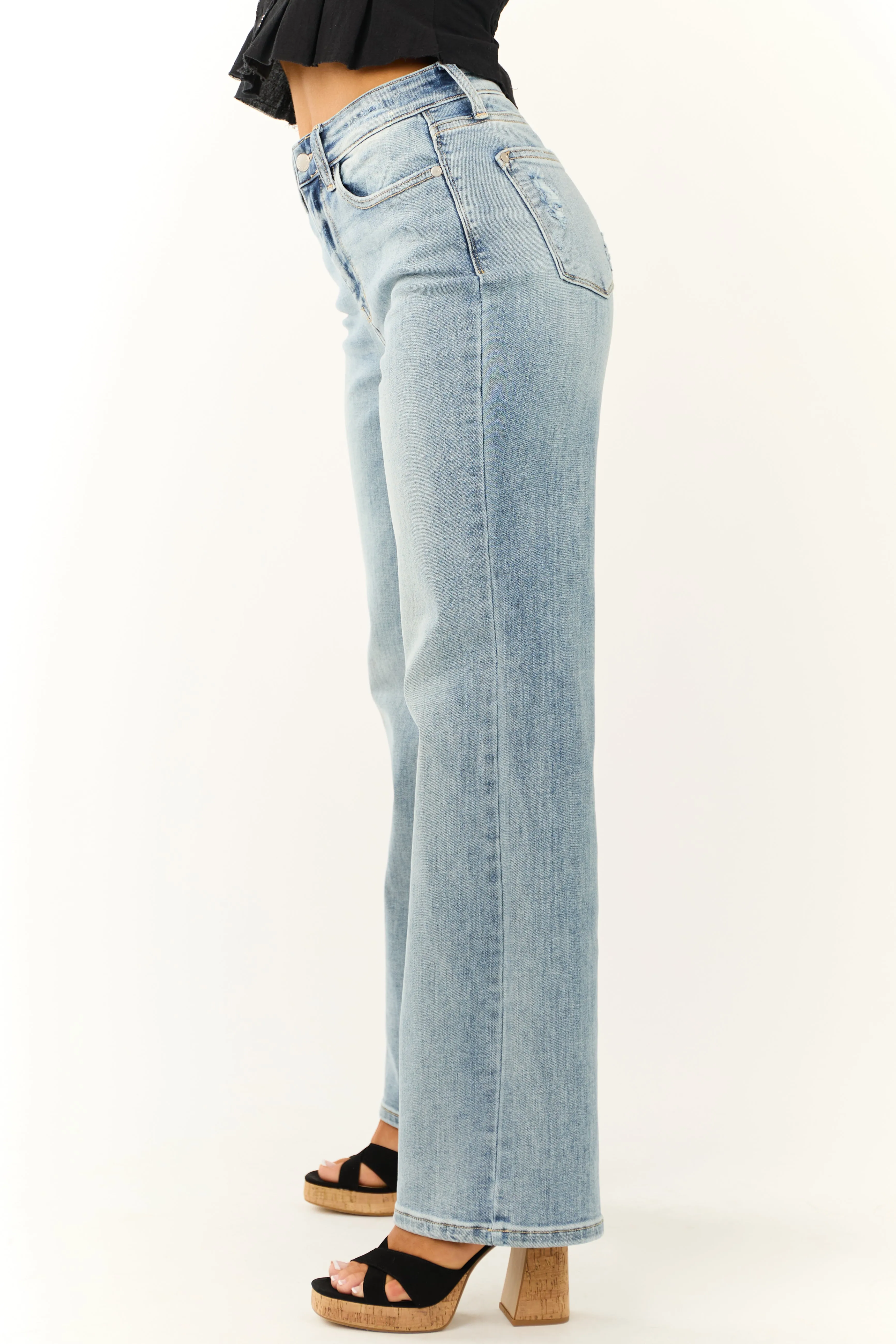 Judy Blue Light Wash High Rise Straight Leg Jeans sold by Lime Lush product image thumbnail 4