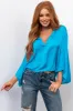 Azure Satin Kimono Sleeve V Neck Crop Top sold by Lime Lush