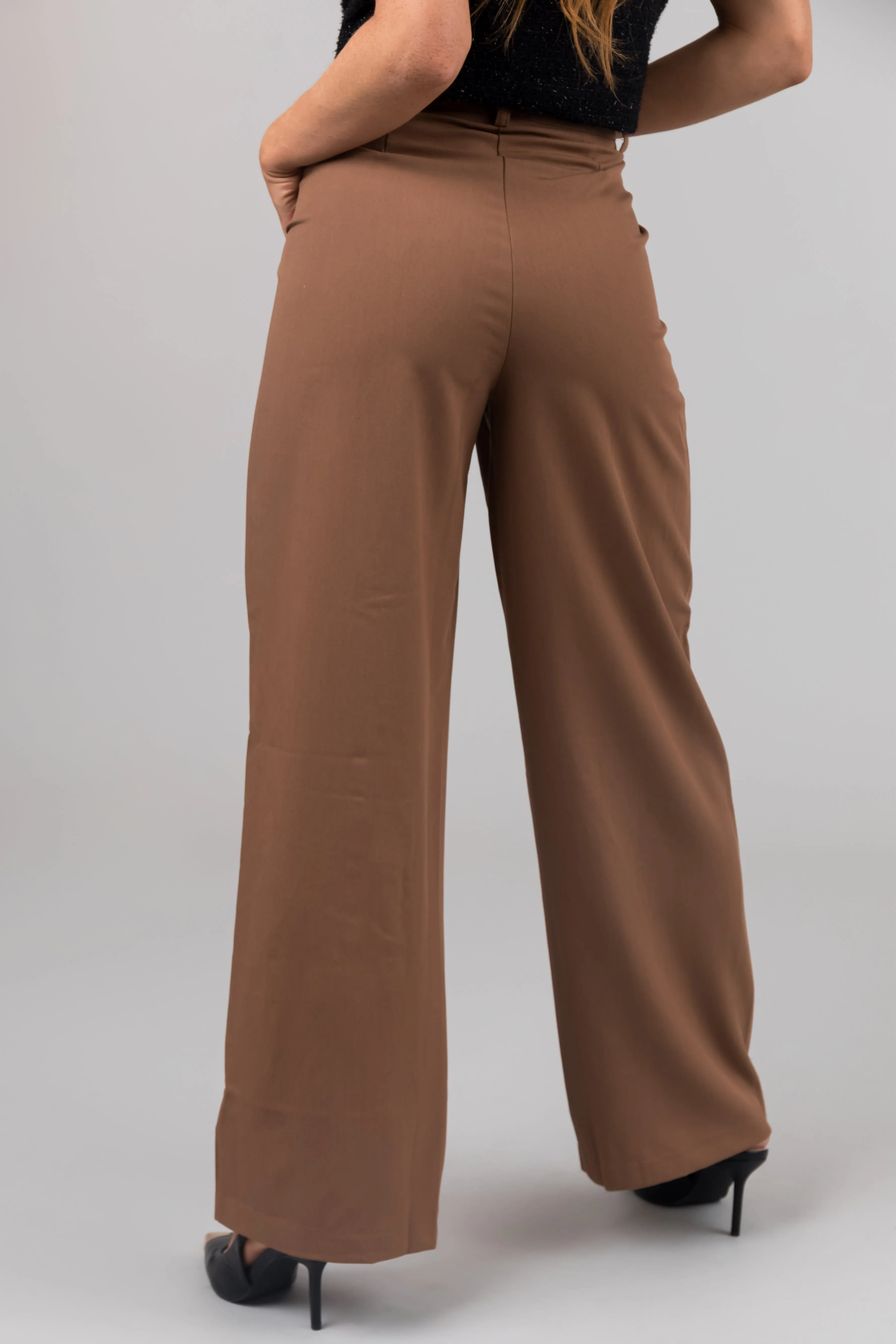Sepia Pleated High Waisted Wide Leg Pants sold by Lime Lush product image thumbnail 4