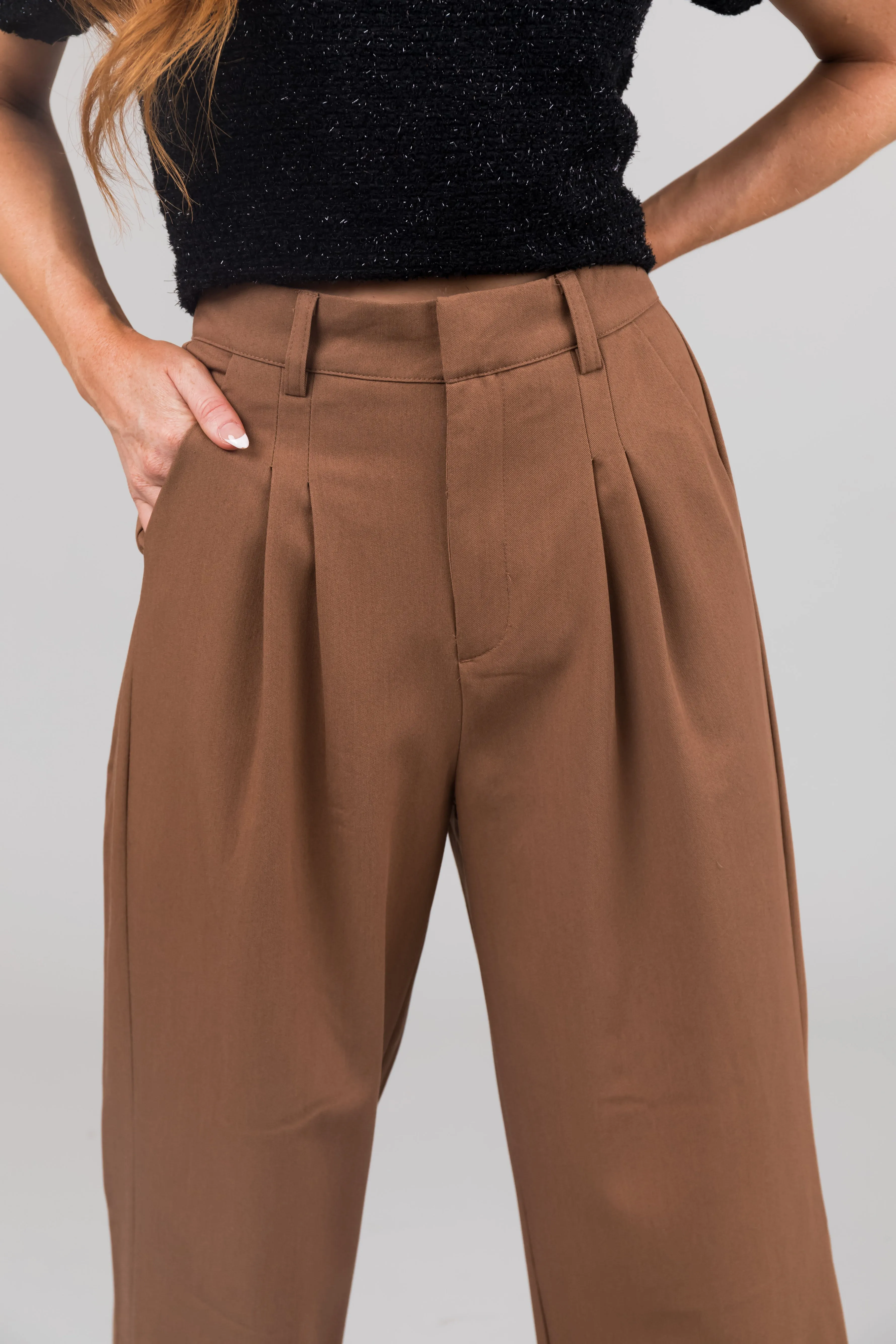 Sepia Pleated High Waisted Wide Leg Pants sold by Lime Lush product image thumbnail 5
