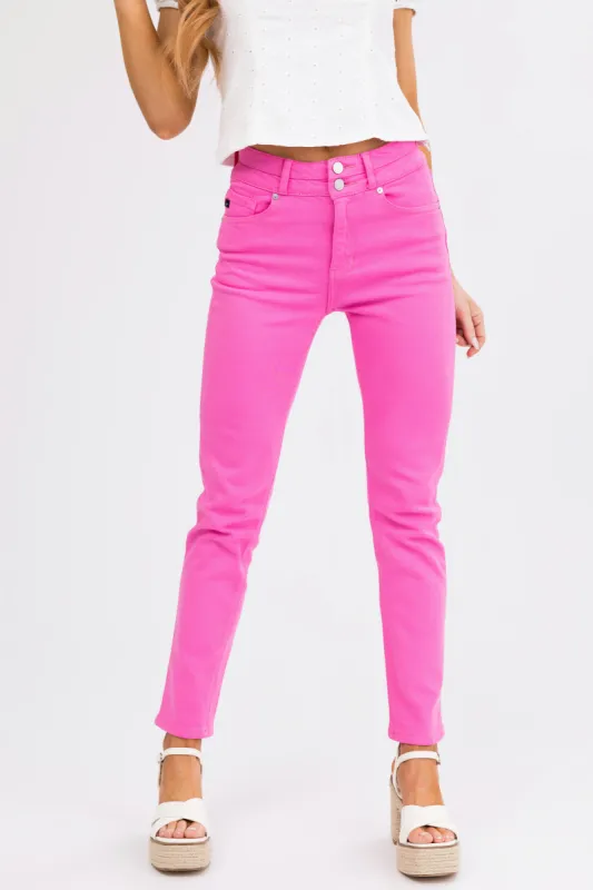 KanCan Bubblegum High Rise Straight Leg Jeans sold by Lime Lush