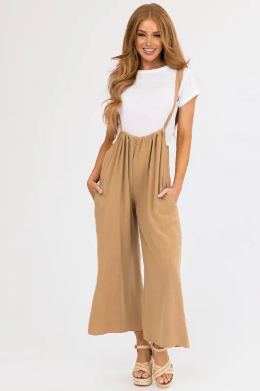 Brown Sugar Sleeveless Flare Leg Jumpsuit sold by Lime Lush