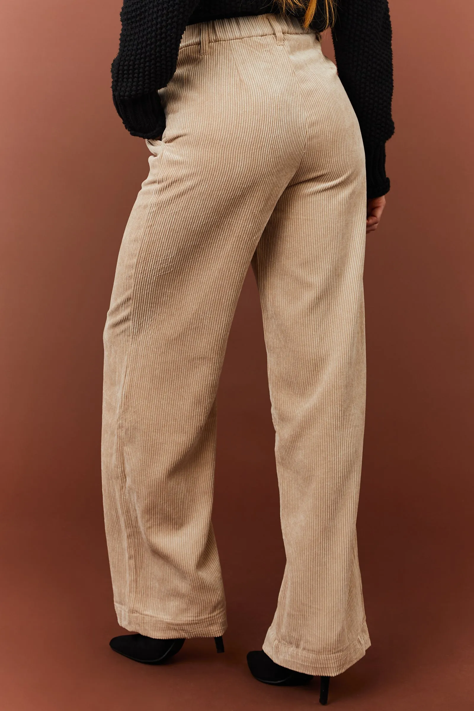 Desert Sand Corduroy Trouser Straight Leg Pants sold by Lime Lush product image thumbnail 4