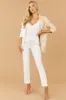 Beige and Off White Colorblock Silk Button Blazer sold by Lime Lush