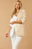 Beige and Off White Colorblock Silk Button Blazer sold by Lime Lush