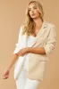 Beige and Off White Colorblock Silk Button Blazer sold by Lime Lush