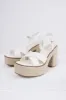 Ivory Cross Strap Espadrille Platform Block Heels sold by Lime Lush