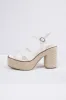 Ivory Cross Strap Espadrille Platform Block Heels sold by Lime Lush