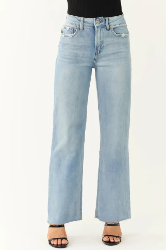 Rewash Medium Wash High Rise Wide Leg Jeans sold by Lime Lush