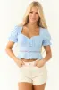 Powder Blue Sweetheart Neck Lace Detailed Blouse sold by Lime Lush