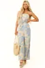 Beige and Powder Blue Floral Print Jumpsuit sold by Lime Lush