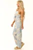 Beige and Powder Blue Floral Print Jumpsuit sold by Lime Lush