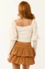 Cream Smocked Sweetheart Twist Neck Bodysuit sold by Lime Lush