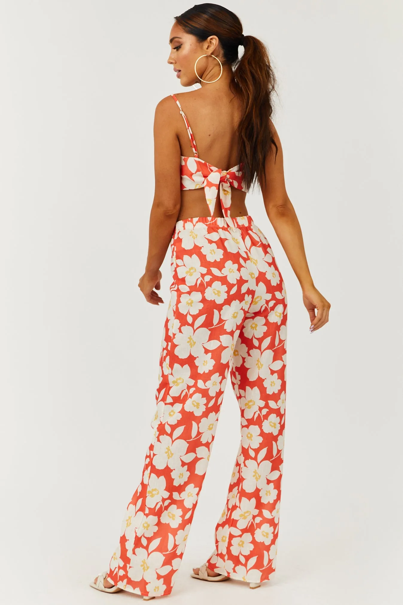 Fire Floral Print Crop Top and Pants Set sold by Lime Lush product image thumbnail 5