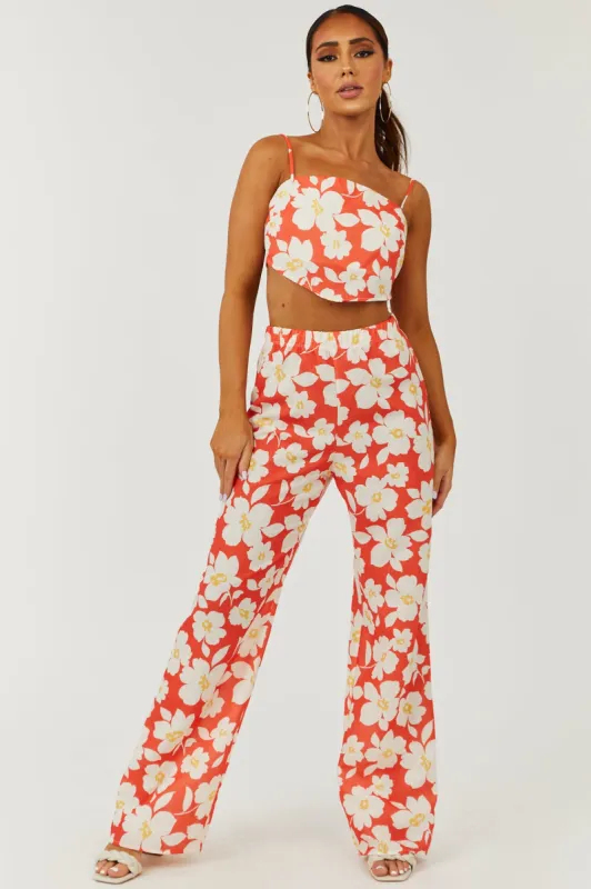 Fire Floral Print Crop Top and Pants Set sold by Lime Lush