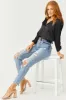 Mica Denim Medium Wash Frayed Hem Distressed Mom Jeans sold by Lime Lush