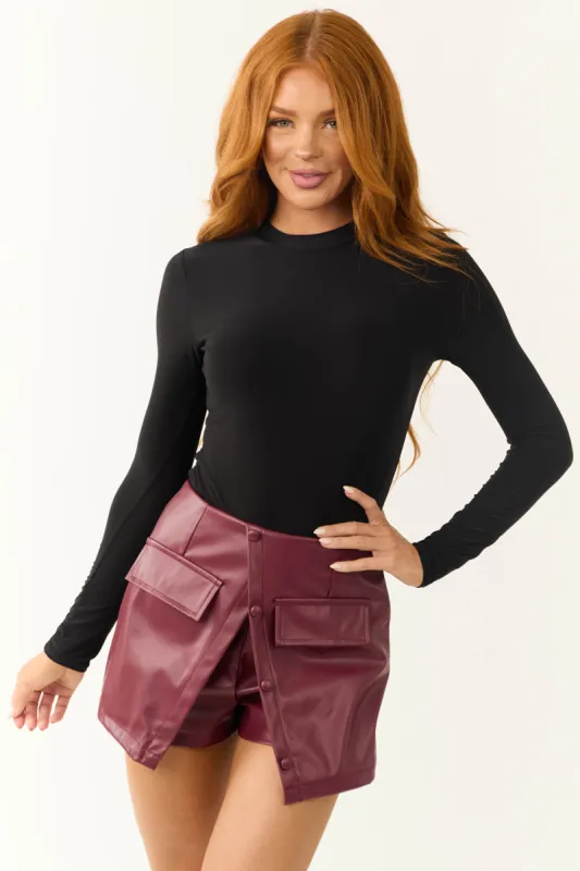 Black Mock Neck Oval Open Back Seamless Bodysuit sold by Lime Lush