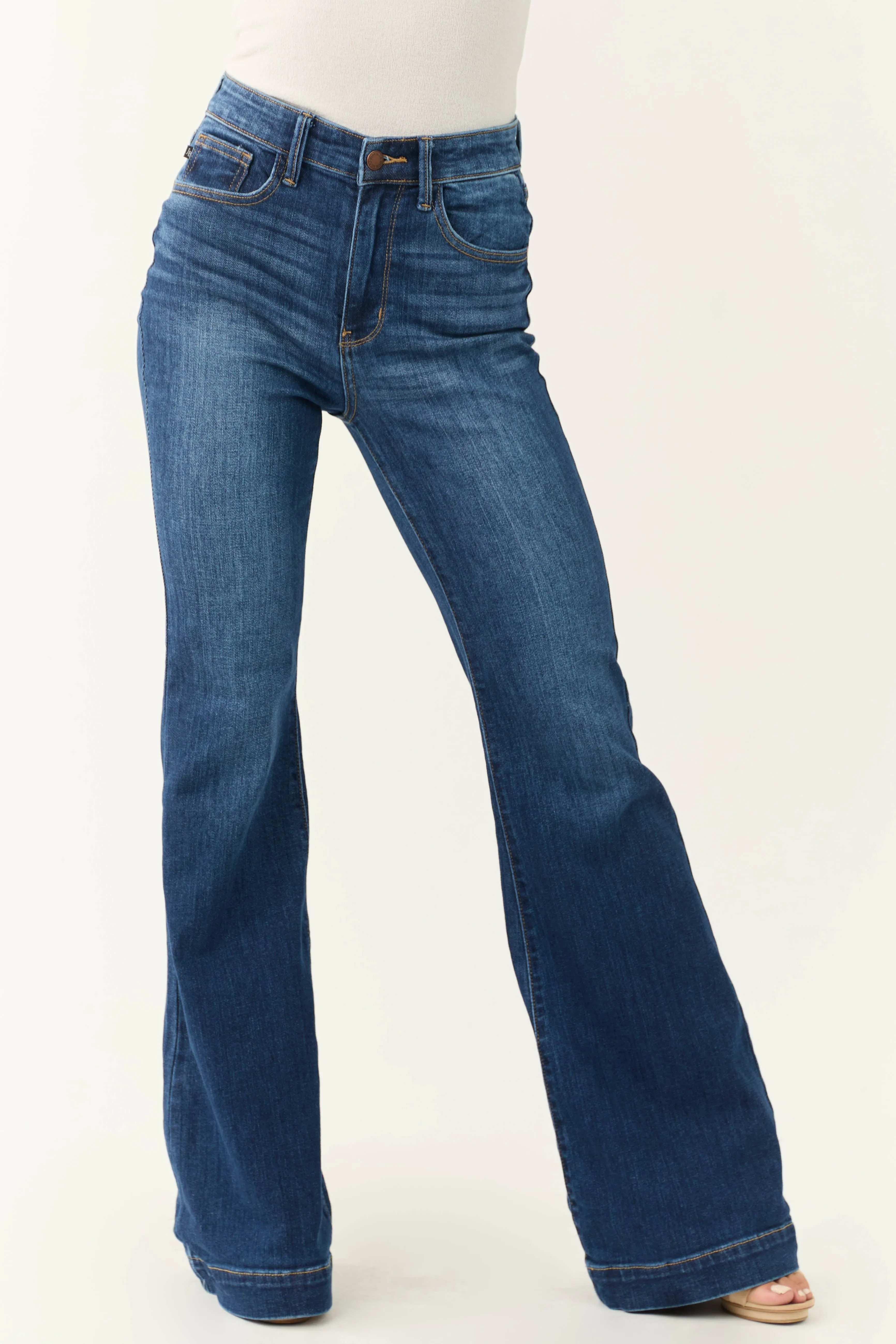 Judy Blue Medium Wash Flare Leg High Rise Jeans sold by Lime Lush