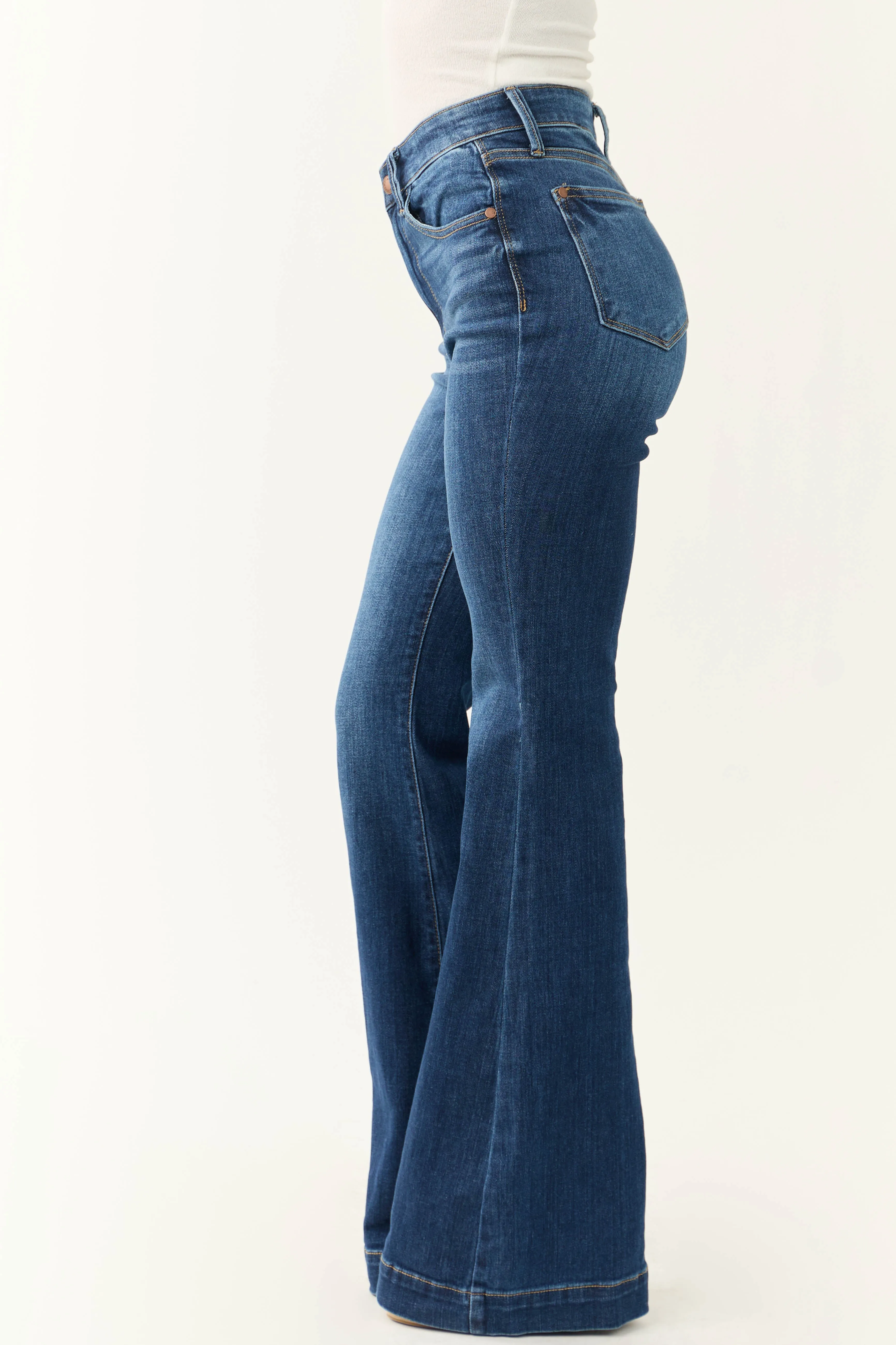 Judy Blue Medium Wash Flare Leg High Rise Jeans sold by Lime Lush product image thumbnail 3