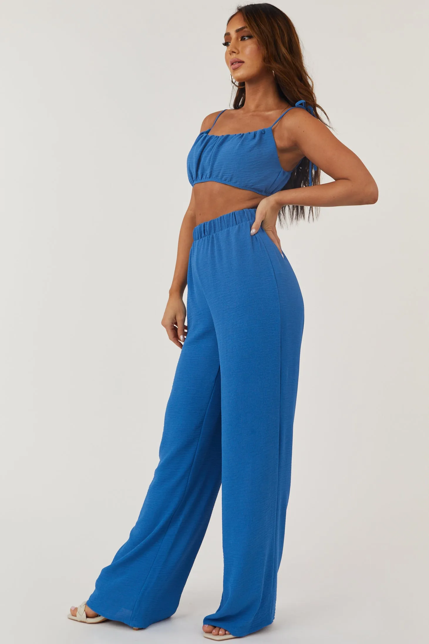 Sapphire Tie Strap Crop Top and Pants Set sold by Lime Lush product image thumbnail 4