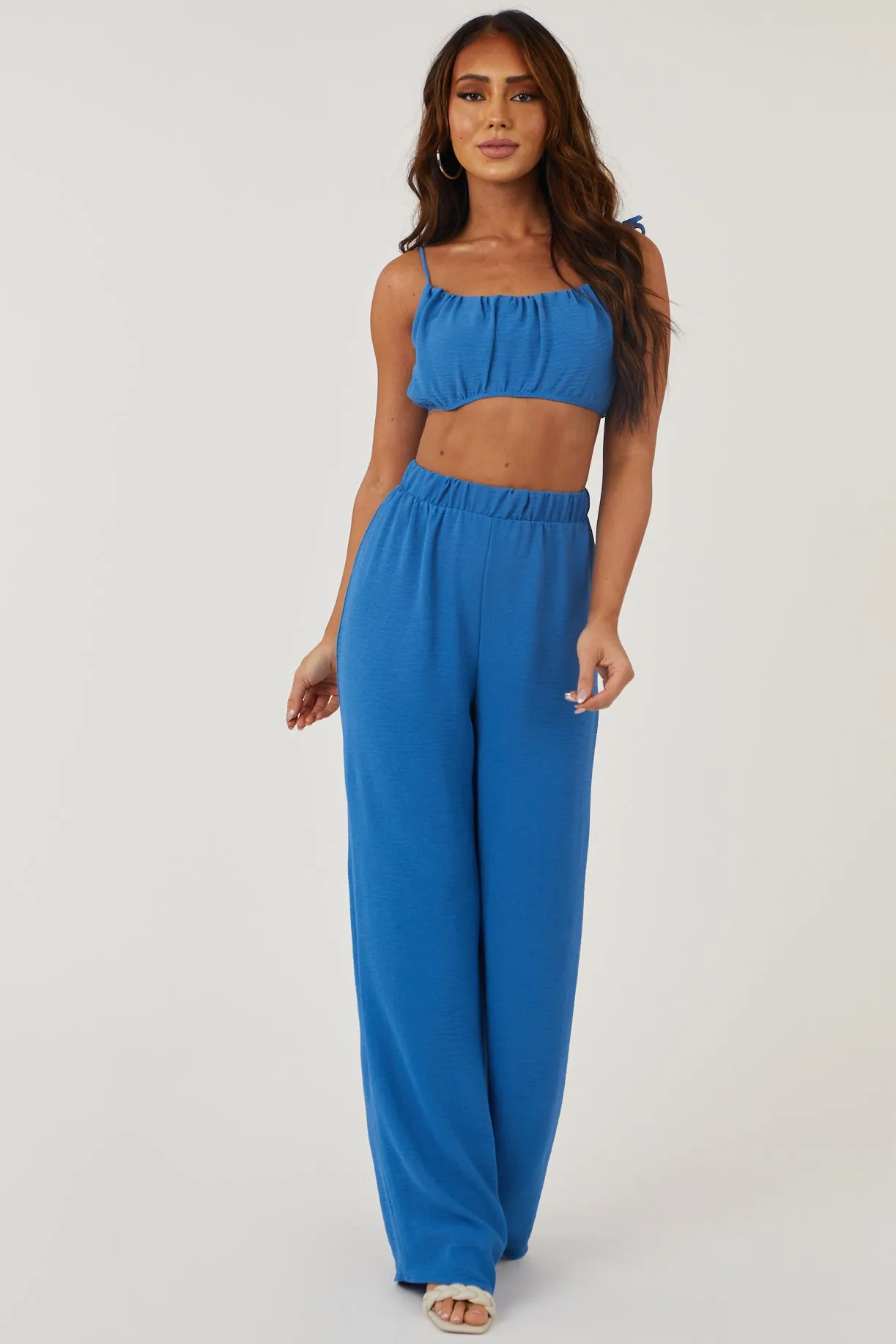 Sapphire Tie Strap Crop Top and Pants Set sold by Lime Lush product image thumbnail 3