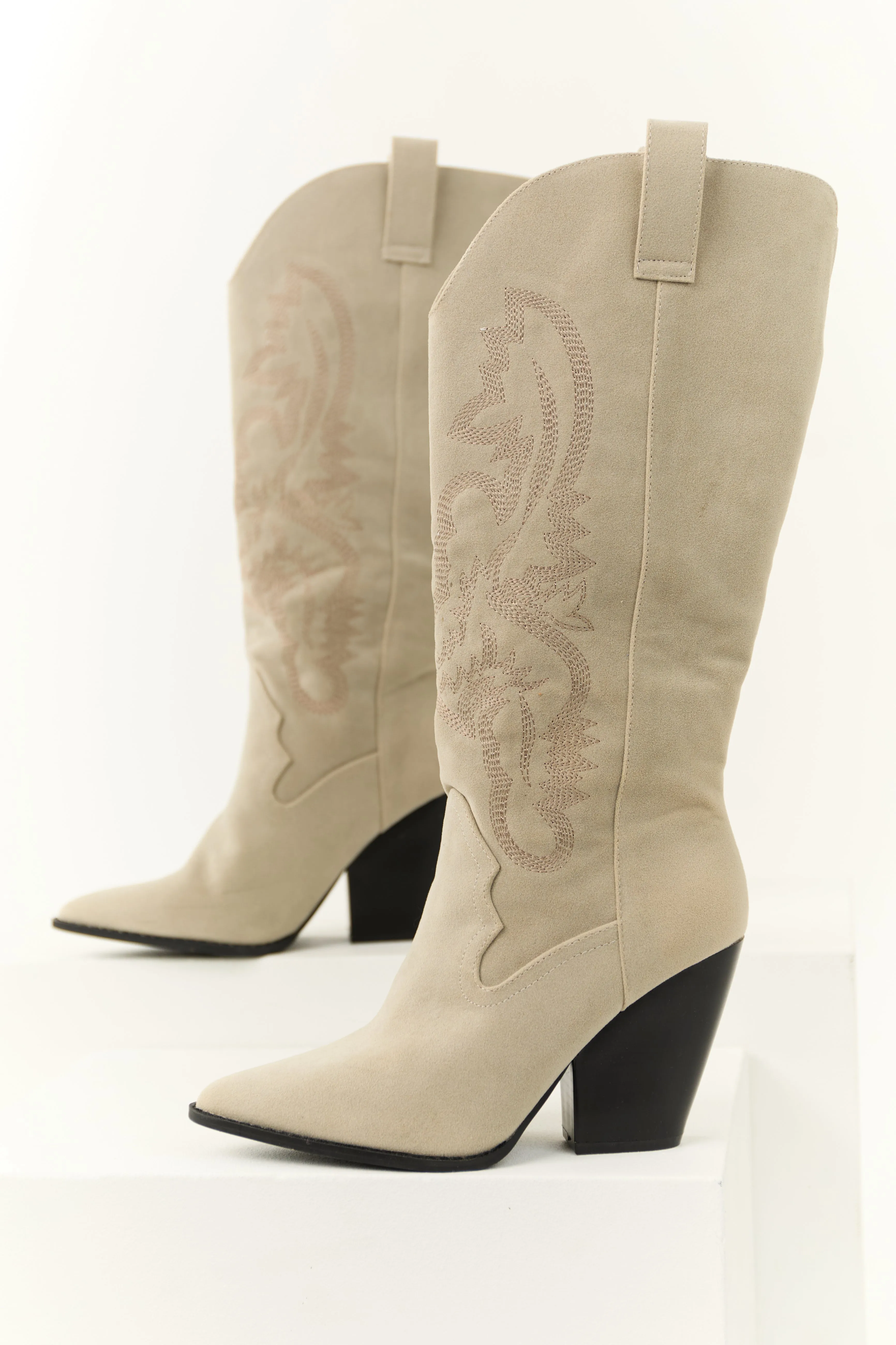Light Steel Western Embroidered Heeled Boots sold by Lime Lush product image thumbnail 2