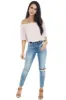 She+Sky Blush Swiss Dot Off the Shoulder Crop Top sold by Lime Lush