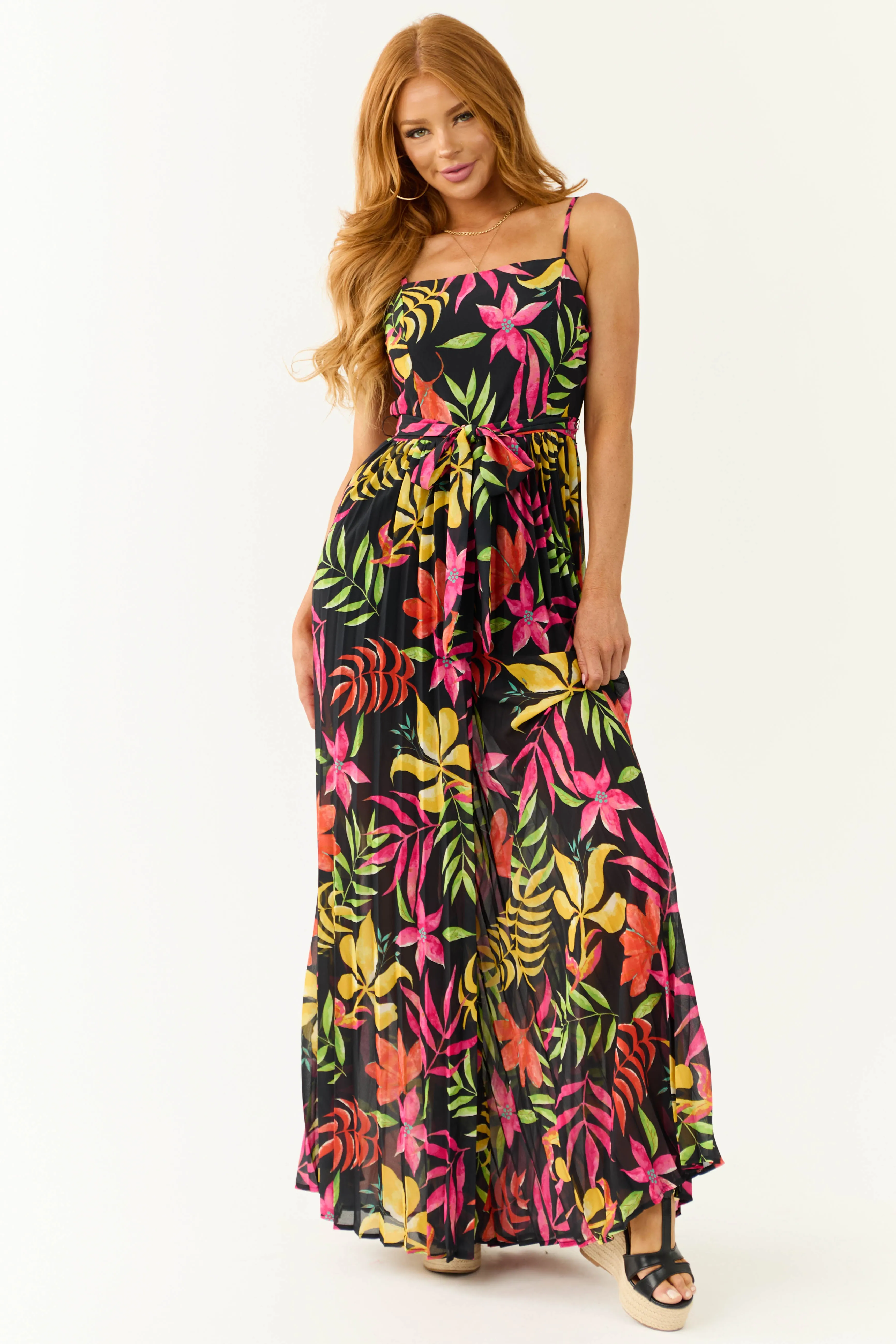 Flying Tomato Black Floral Print Jumpsuit sold by Lime Lush product image thumbnail 2