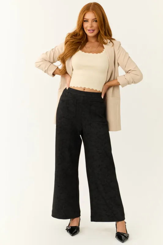 Black Faux Suede Wide Leg Pants sold by Lime Lush