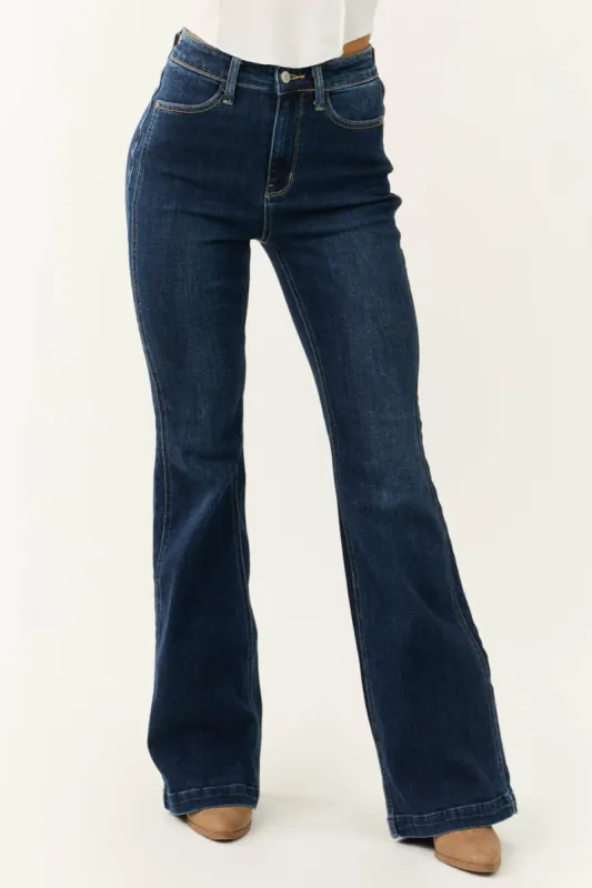 Judy Blue Dark Wash Flare Leg High Waist Jeans sold by Lime Lush