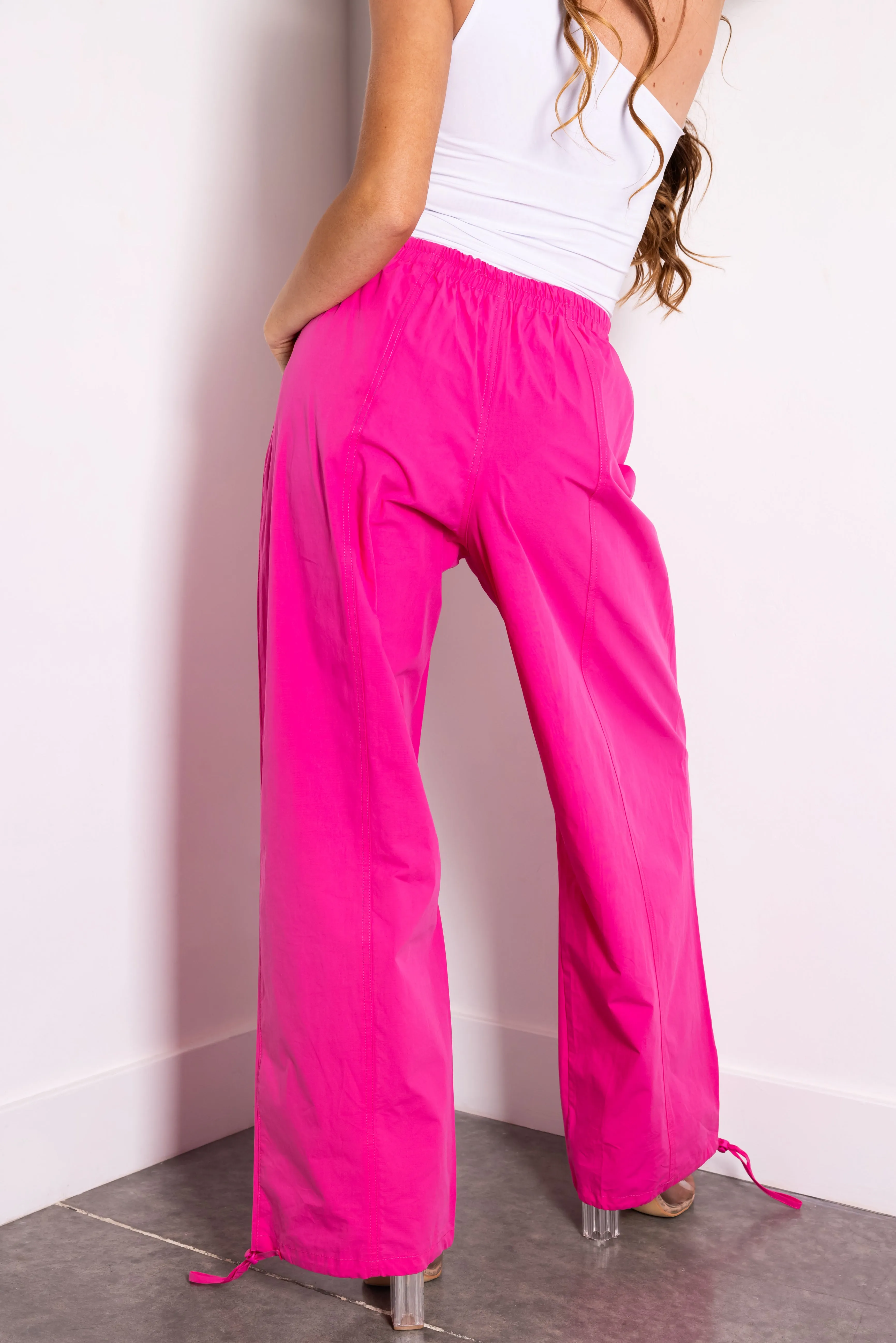 Magenta Drawstring Hem Windbreaker Pants sold by Lime Lush product image thumbnail 4