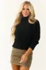She+Sky Black Mock Neck Rolled Hem Chunky Sweater sold by Lime Lush