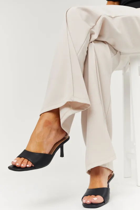 Black Pleather Open Toe Slip On Low Heels sold by Lime Lush
