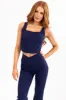 Navy Square Neck Cotton Corset Tank Top sold by Lime Lush