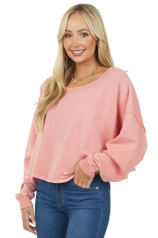 Punch Oversized Fleece Lined Cropped Sweatshirt sold by Lime Lush