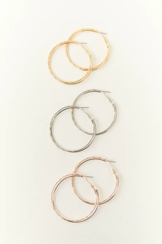 Multicolor Metallic Double Hoop Earring Set sold by Lime Lush