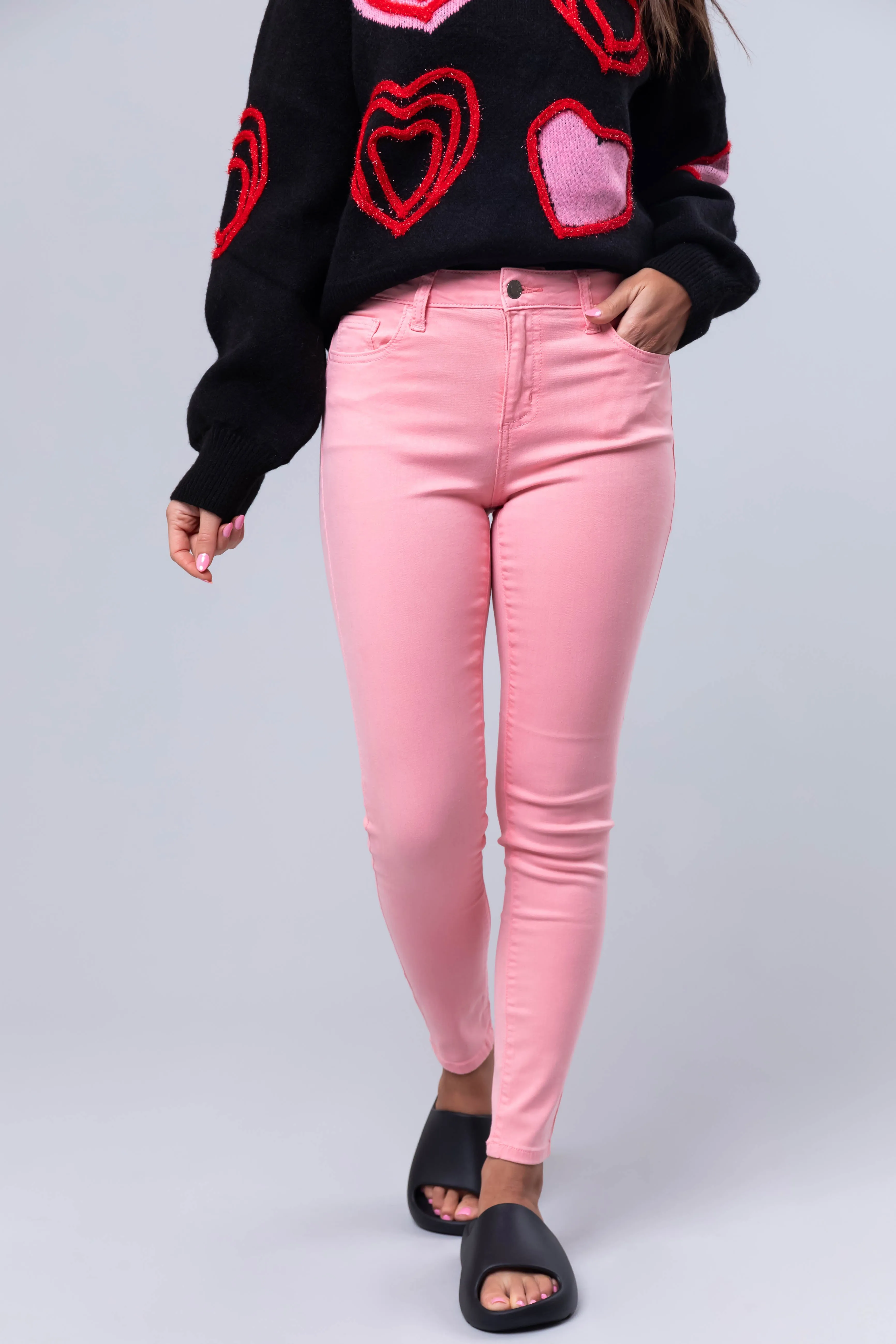 Cello Bubblegum Mid Rise Ankle Skinny Jeans sold by Lime Lush product image thumbnail 2
