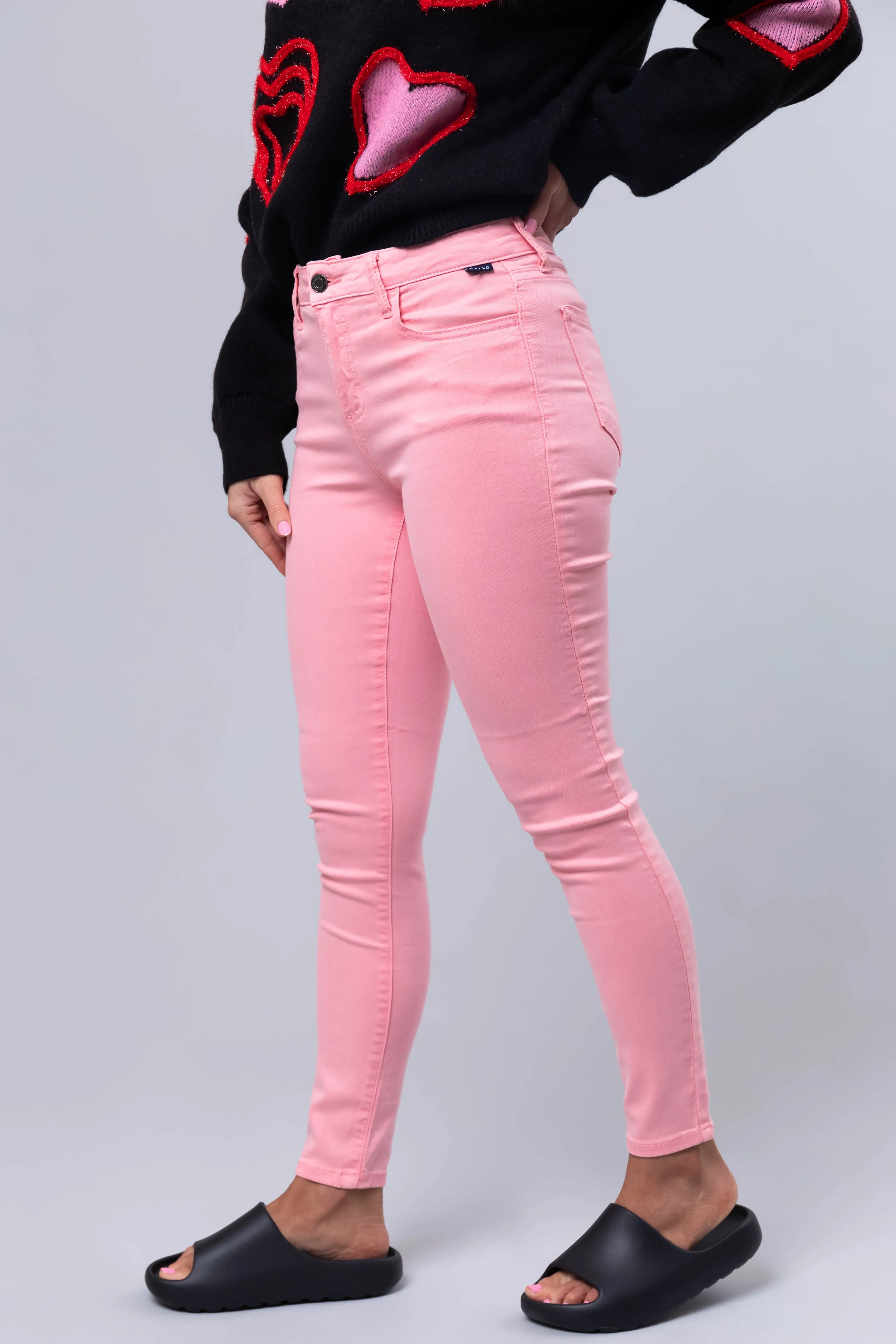 Cello Bubblegum Mid Rise Ankle Skinny Jeans sold by Lime Lush product image thumbnail 3