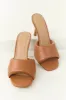 Cognac Single Puffy Strap Stiletto High Heels sold by Lime Lush
