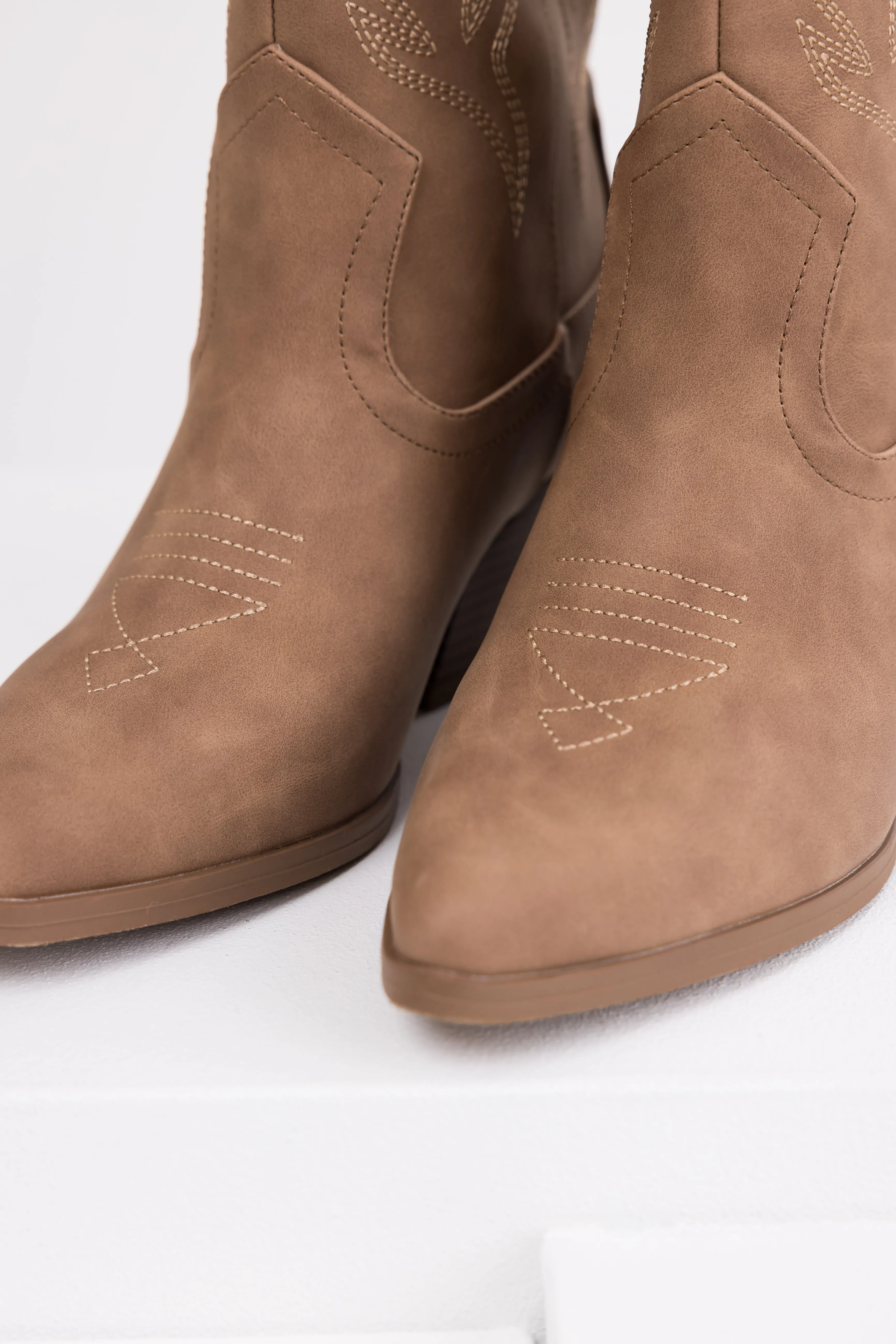 Walnut Western Stitching Detail Ankle Booties sold by Lime Lush product image thumbnail 4
