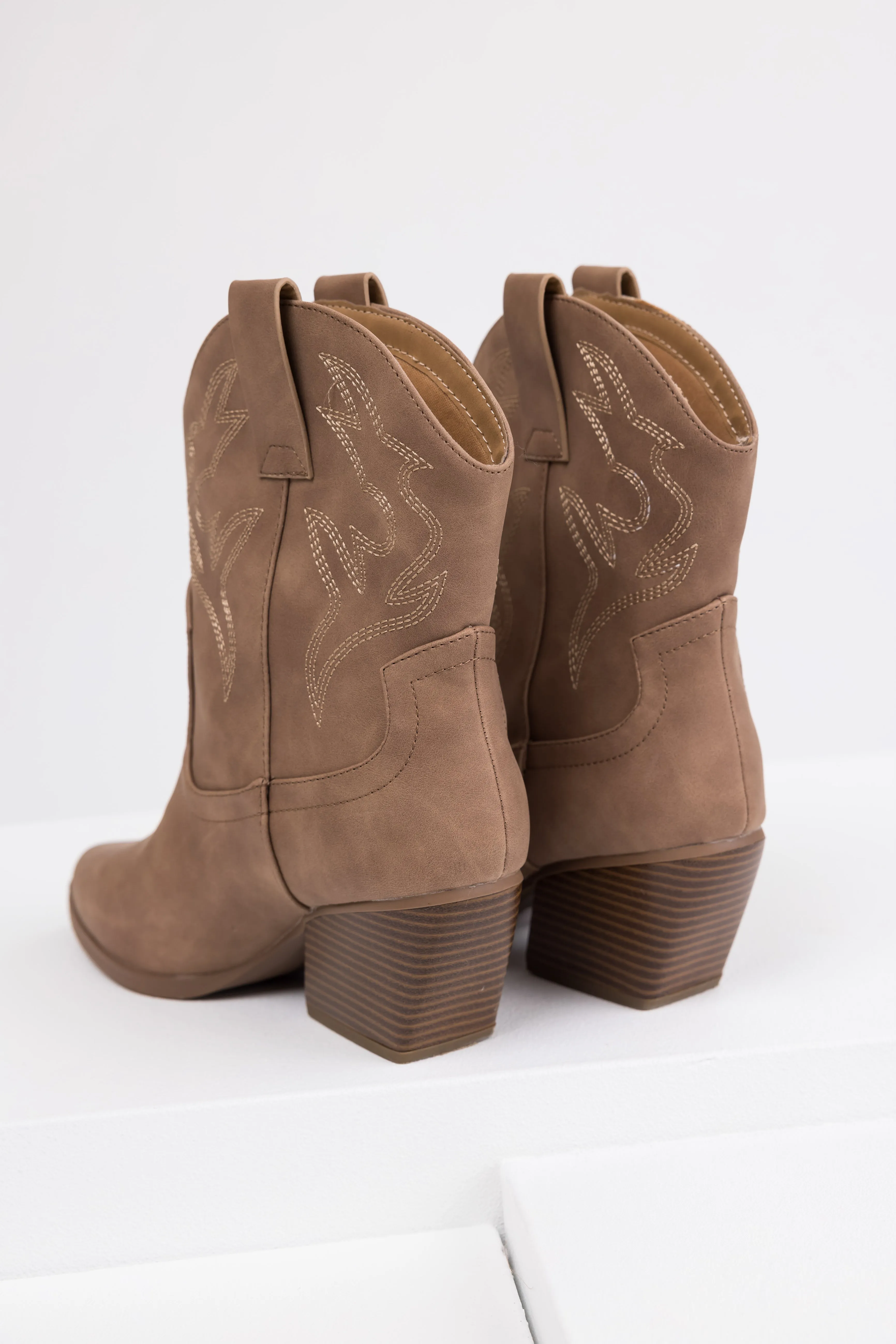 Walnut Western Stitching Detail Ankle Booties sold by Lime Lush product image thumbnail 3