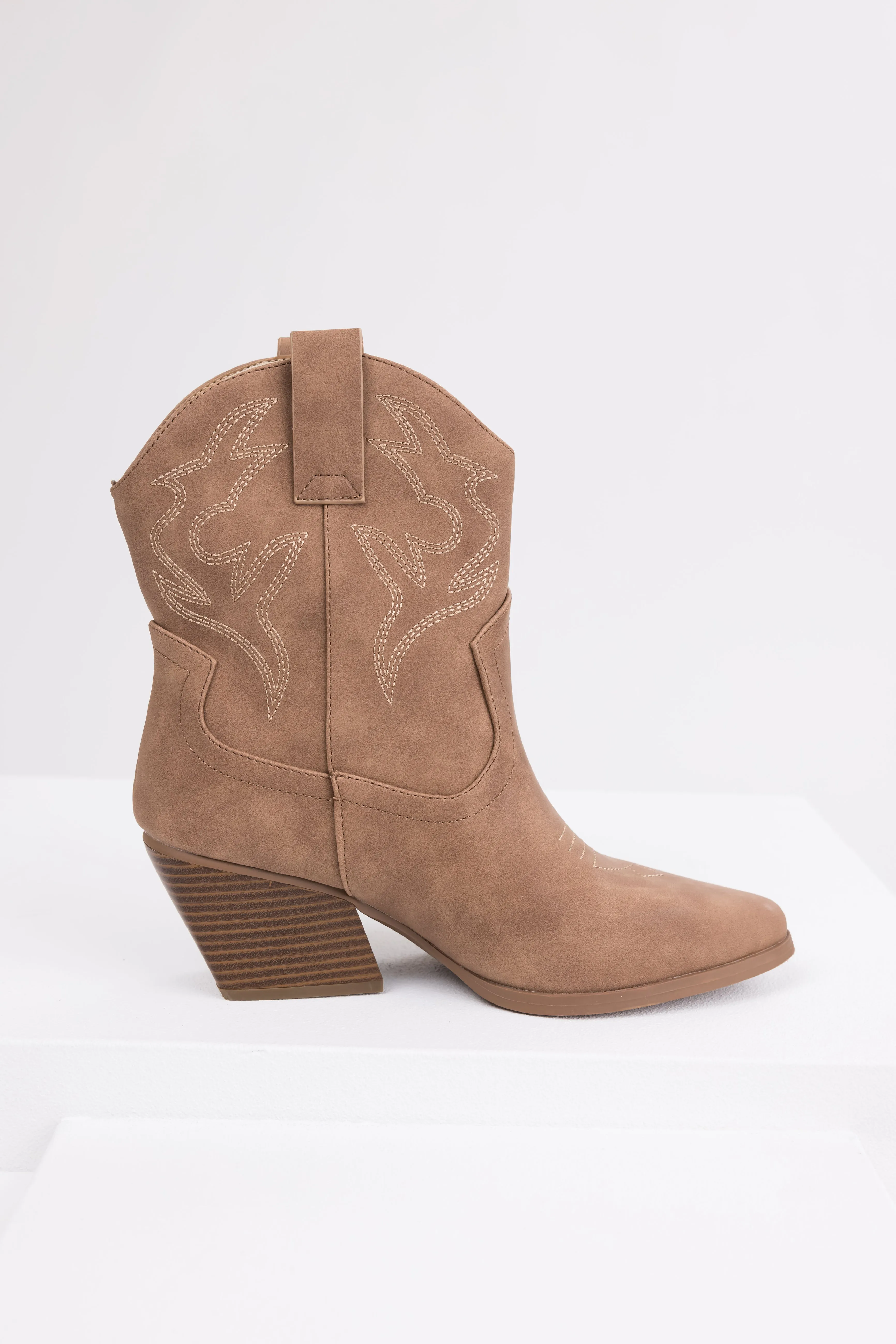 Walnut Western Stitching Detail Ankle Booties sold by Lime Lush product image thumbnail 5