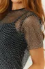 Black Rhinestone Embellished Sheer Mesh Top sold by Lime Lush
