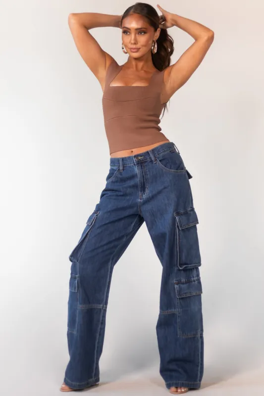 Cello Medium Wash Low Waisted Vintage Wide Leg Jeans sold by Lime Lush
