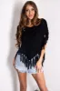 Black Chenille Crochet Fringe Oversized Top sold by Lime Lush