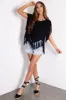 Black Chenille Crochet Fringe Oversized Top sold by Lime Lush