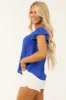 Royal Blue Scallop Trimmed V Neck Blouse sold by Lime Lush