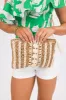 Beige and Cognac Braided Straw Cosmetic Bag sold by Lime Lush