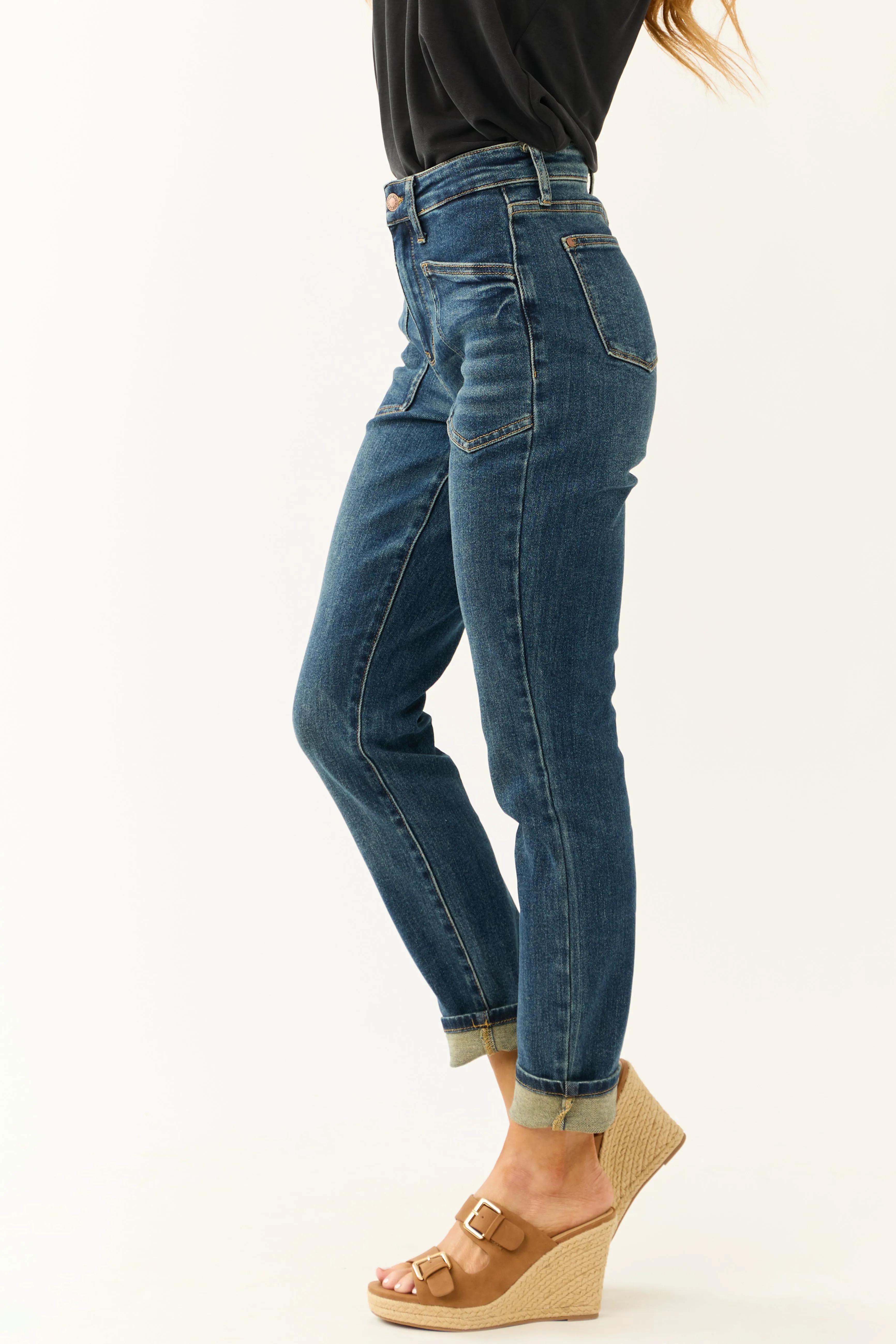 Judy Blue Dark Wash Classic Relaxed Straight Jeans sold by Lime Lush product image thumbnail 3